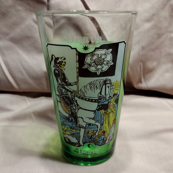 "Death" Green Ombre Pint Glass 16oz - Picture 1 of 9